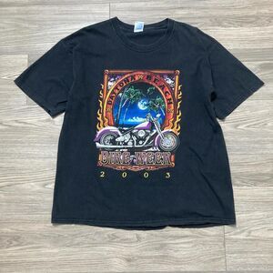Vintage Y2K Harley Style 2003 Bike Week Faded Black T-Shirt Size XL